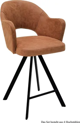 Produktbild von Thekenstuhl (4er-Set) Delinda 59x104x61 Schwarz/Cognac