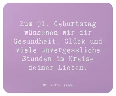 Produktbild von Mr. & Mrs. Panda Mauspad Spruch 91. Geburtstag Wünsche - Lavendeltraum - Geschenk, mousematte, Mouse Pad, Geburtstagsfeier, 91-jährig, Geburtstagsgeschenk, Mousepad