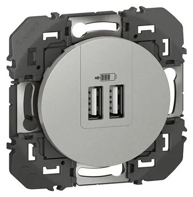 Image de Double prise USB LEGRAND Dooxie alu