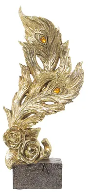 Blattfigur mit goldenem Sockel, 15 x 9 x 34 cm