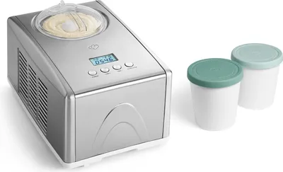 Produktbild von SPRINGLANE Eismaschine Emma 1,5 L mit selbstkühlendem Kompressor 150 W inkl. Aufbewahrungsbehälter 2er-Set, Eiscrememaschine aus Edelstahl mit entnehmbarem Eisbehälter, inkl. Rezeptheft