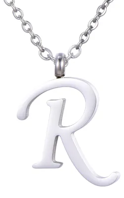 Immagine prodotto di Collana da donna Morella con ciondolo a forma di lettera R, in acciaio inossidabile argentato, in bustina per gioielli