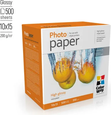 Produktbild von ColorWay Fotopapier hochglänzend, 200 g/m², 10x15, 500 Blatt