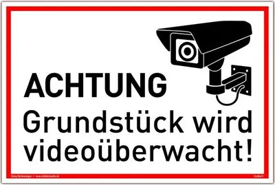 Produktbild von Dreifke® Schild Achtung Grundstück wird videoüberwacht | Schild mit UV-Schutz 300x200mm weiß Alu