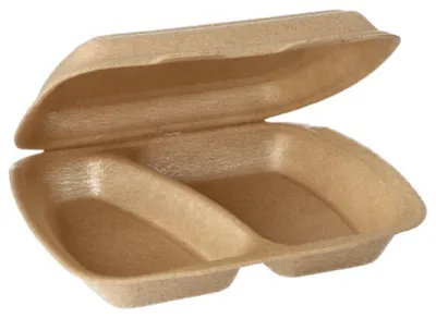 Produktbild von 50 Menüboxen mit Klappdeckel, XPP 2-geteilt 7 cm x 20,5 cm x 24 cm beige