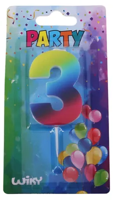 Obrázok produktu pre Párty sviečka číslo 3 Rainbow
