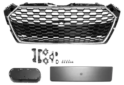 Kühlergrill Sportgrill Waben Schwarz Glanz Chrom PDC Halter für Audi A5 F5 2016 – Produktansicht