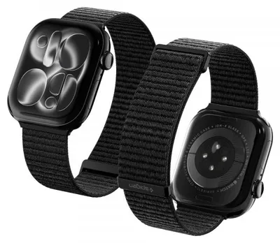 Produktbild von Armband Spigen WBF01 für Apple Watch 49mm / 46mm / 45mm / 44mm Serie, Schwarz AMP11833