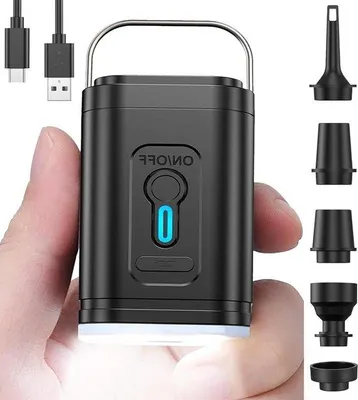 Immagine prodotto di Pompa elettrica per materassi gonfiabili con illuminazione - Pompa 2 in 1 con 5 ugelli