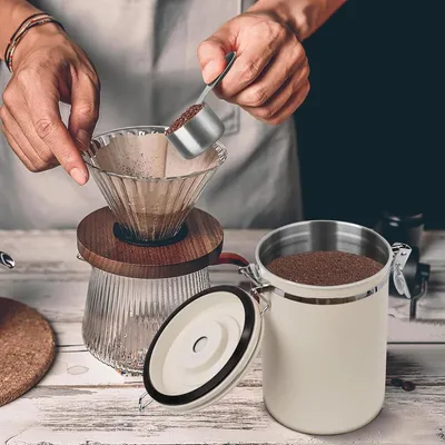 Produktbild von Luftdichte Kaffeekanne - 1,8 l - für Kaffee - weiß - Edelstahl