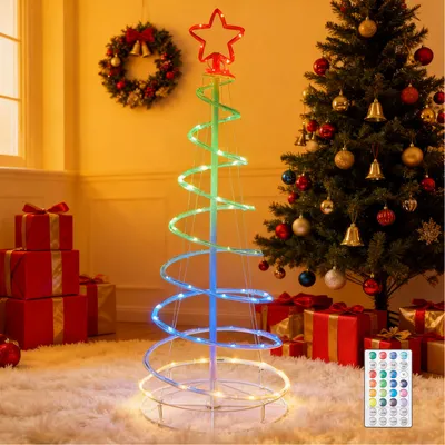 Obrázok produktu pre 1.2M LED špirálový vianočný stromček RGB Stmievateľný špirálový stromček Skladací vianočný stromček s diaľkovým ovládaním pre vnútornú záhradnú vianočnú výzdobu