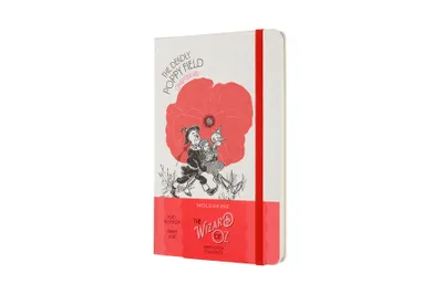 Produktbild von Moleskine Notizbuch Der Zauberer von Oz - Groß (13x21) - mit festem Stoffeinband - 70g-Papier - Liniert - Rot - Mohnfeld