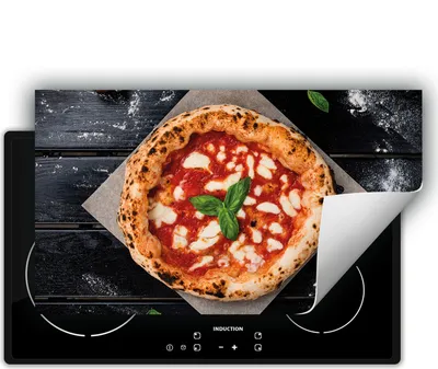 Produktbild von DarHaus Herdabdeckplatte 90x52 cm Anti Rutsch Matte Aufrollbar, Pizza - Holz