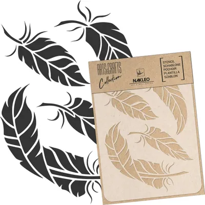 Produktbild von Malschablone für Handwerk A5 15x21cm, Vogelfedern Flügel Muster, Wiederverwendbare Kunststoff DIY & Scrapbooking Zeichenschablone