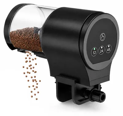 Produktbild von Fisch Futterautomat Aquarium mit 100ml Tank, programmierbarer Futterspender mit 3 Modi, Anti-Feuchtigkeit Design und leiser Betrieb für Aquarien