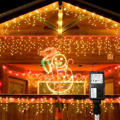 Produktbild von Peviasot Lichterketten LED Lichtervorhang 600 LEDs Warmweiß, 15 m, 31 V, IP44, 8 Modi, für Fenster und Balkon zu Weihnachten