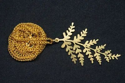 Produktbild von Ast mit Blättern Kette Miniblings 80cm Anhänger Halskette Pflanze Blatt gold