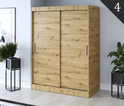 Produktbild von FurMeb24 Schiebetrenschrank GOLD -180x200cm 2-triger Kleiderschrank Ohne Spiegel, Schiebeschrank - (Artisan Eiche)