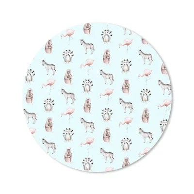 Produktbild von MuchoWow® Mauspad Mousepad Wilde Tiere - Pastell - Muster 20x20 cm - Mousepads - Maus Mat - Pad - Mausunterlage - Schreibtischmatte