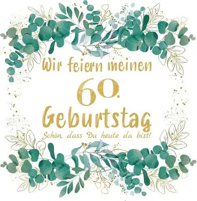 Produktbild von 20 Servietten Eucalyptus Leaves gold 60 - 60. Geburtstag 33x33cm