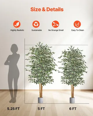 Produktbild von 180cm Artificial Ficus Tree Tall Faux Plant with Pot for Indoor Decor