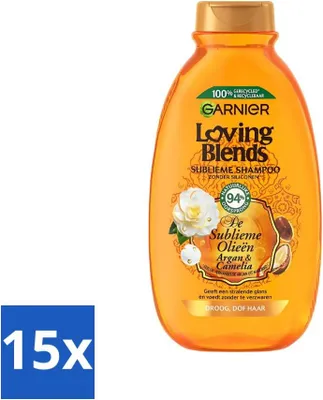 Obrázok produktu pre Garnier Loving Blends Šampón s arganovým a kaméliovým olejom 300 ml - hodnotné balenie - 15 kusov