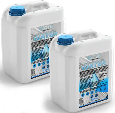 Obrázek produktu pro Demineralizovaná destilovaná voda 20 l – čistá, pro žehličky a automobily, bez vodního kamene – GiDeli