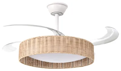 Produktbild von BELIANI Deckenventilator Weiß Metall mit LED-Licht Fernbedienung 4 Flügel 3 Geschwindigkeitsstufen Timer 3 Farbtemperaturmodi Vor- u. Rücklauf Boho