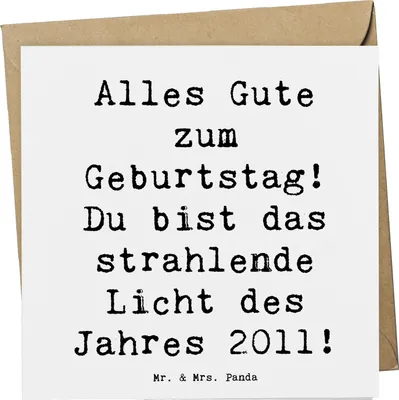 Produktbild von Mr. & Mrs. Panda Grußkarte Spruch 2011 Geburtstag - Weiß - Geschenk, Glückwunschkarte, Jahr, faltkarte, Geburtstagsgeschenk, Freude schenken, Geburtstagsfeier, feiern
