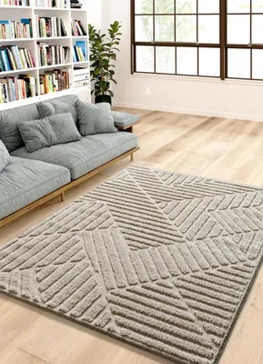 Produktbild von ATTICGO Hochflorteppich NUMA Geometrisch in Beige, 80x150 cm
