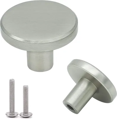 Obrázek produktu pro 8 kusů knoflíků na nábytek, kulaté, kartáčovaná niklová barva, rozměry 28 x 20 mm, vyrobené z odolné slitiny zinku, vhodné do kuchyně