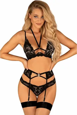 Produktbild von Lencería Obsessive Alessya Set Schwarz M/L