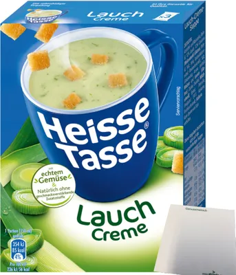 Produktbild von Erasco Heisse Tasse Lauch Creme Suppe 1er Pack (3 Beutel a 17,66g) + usy Block