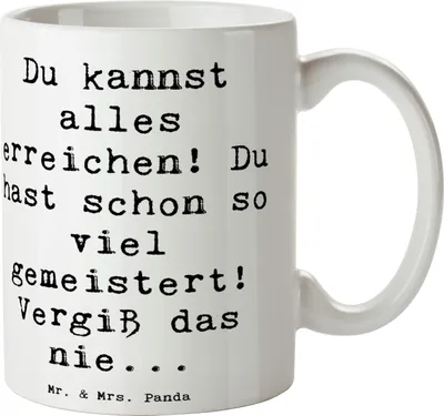 Produktbild von Mr. & Mrs. Panda Becher Spruch Selbstvertrauen stärken - Weiß - Geschenk, Keramikbecher, Pott, Kaffeebecher, liebevoll gestaltet, Stimmungen, Tasse, Gefühl, Teebecher