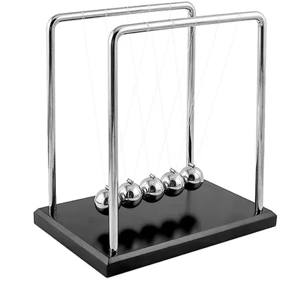 Produktbild von Newton Pendel, Hochwertig Kugelstoßpendel Newtons Kugelspiel  mit Sockel  für Schreibtisch, Büroklein