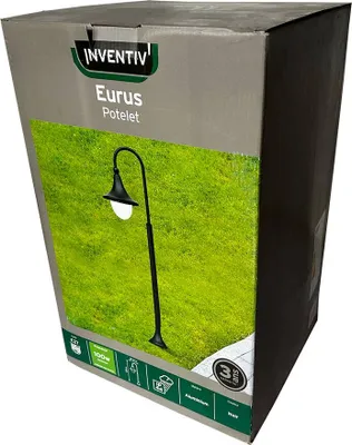 Image de Inventiv lampadaire extérieur Eurus noir IP44 120cm max. 1 x 100W E27 sans ampoule