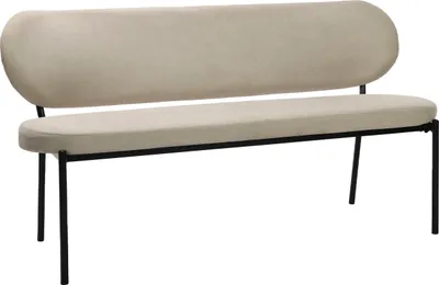 Produktbild von byLIVING Bank JERSEY / Webstoff taupe / Gestell Metall schwarz / Sitzbank mit Rückenlehne / B 160, H 82, T 62 cm