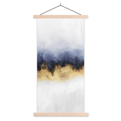 Produktbild von MuchoWow® Textilposter Abstrakt - Gold - Luxus 60x120 cm mit holzfarbenen Rahmen - Holz
