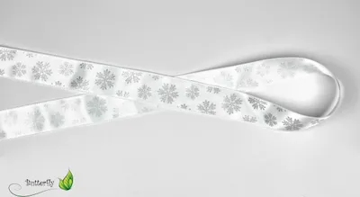 Produktbild von Satinband 25mm, Glitter - Schneeflocken, 20 Meter, Farbauswahl:weiß 029