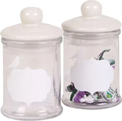 Image de Lot de 2 bocaux de conservation avec étiquette 150 ml Bocal à épices Boîte de conservation Boîte décorative Bocal en verre
