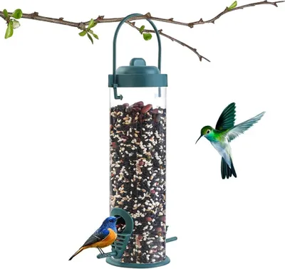 Produktbild von Hängendes Vogelhaus, Transparent, 360° Sichtfeld, 2 Futteröffnungen, Für Außen im Garten