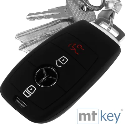 Produktbild von Auto Schlüssel Hülle Silikon Schutz Cover Schwarz kompatibel mit Mercedes Benz E-Klasse W213 S213 C238 A238 3 Tasten KEYLESS SMARTKEY