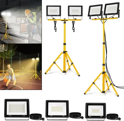 Obrázek produktu pro LARS360 LED pracovní reflektor 2×200W 16000LM teplý bílý reflektor se stativem a kabelem 3M, IP66 odolný proti povětrnostním vlivům