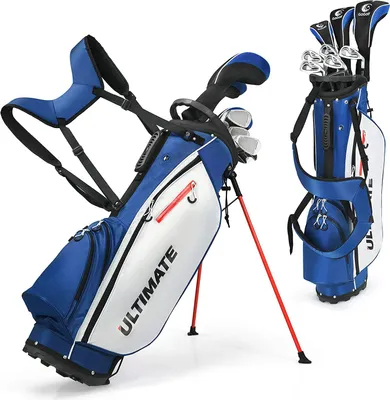 Produktbild von GOPLUS Golfschläger-Set, Golf Komplett-Set, Golf Schlägersätzer, inkl. 1 Driver, 3 Fairway, 5 Hybrid & 1 Standtasche, mit Verstellbaren Schultergurten, für Herren & Teen, Rechte Hand