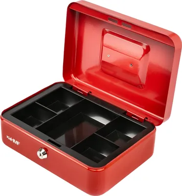 Produktbild von HMF 10125-03 Geldkassette mit herausnehmbaren Münzeinsatz, 25 x 18 x 9,5 cm, rot