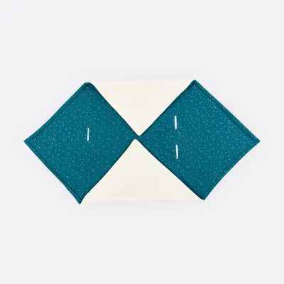 Produktbild von KraftKids Decke für Babyschale Winter Musselin goldene Punkte auf Petrol 100 cm x 100 cm