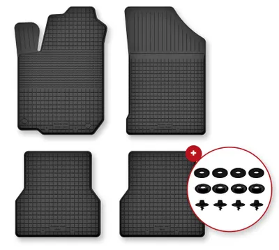 Image de Tapis de sol en caoutchouc pour Peugeot 108 2014- (hayon) – 4 pièces, noirs, semi-universel, adapté