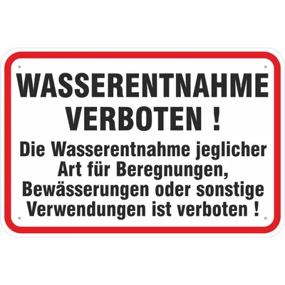Produktbild von Schild 20x30 cm Wasserentnahme verboten