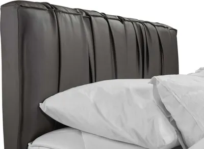 Produktbild von Graues Doppelbett Polster Betten Bettkasten Design Eleganter Stoff Bett