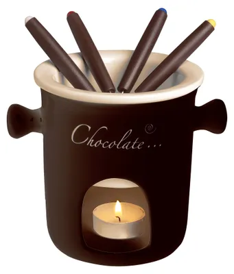 Schokoladenfondue-Set, 7-teilig, Edelstahl, braun, 12x12x13,5 cm